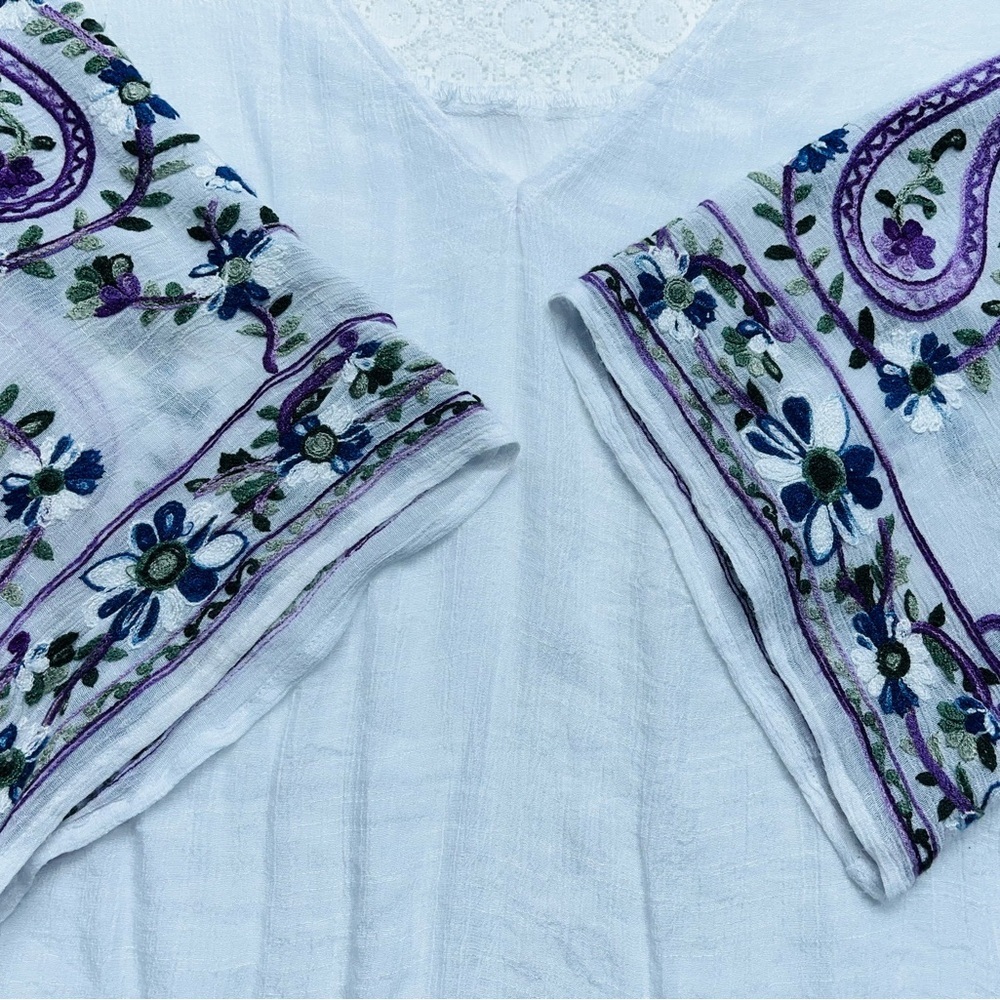 Fig & Flower Embroidered Tunic Womens 2XL Floral Boho Anthropologie Poly Rayon - Picture 10 of 14